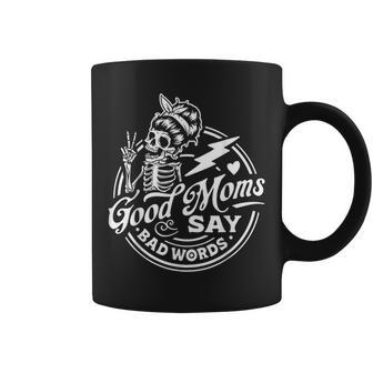 Good Mom Says Bad Words Messy Bun Skull Thanksiving Coffee Mug | Mazezy