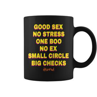 Good Sex No Stresses Ones Boo No Ex Small Circle Big Checks Coffee Mug - Monsterry DE