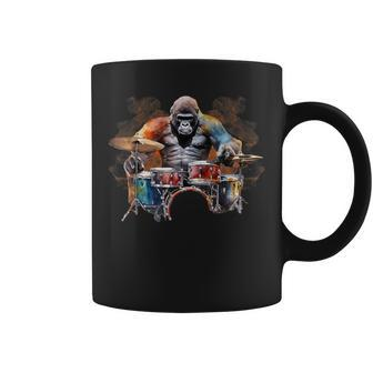 Gorilla Drumming Gorilla Playing Drums Drummer Coffee Mug - Thegiftio UK