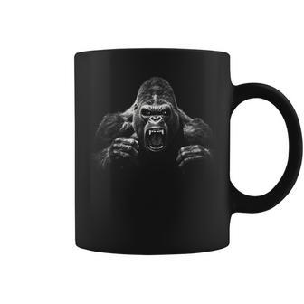 Gorilla Face Angry Growling Scary Silverback Gorilla Coffee Mug - Seseable