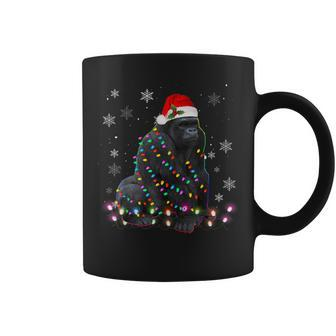 Gorilla With Santa's Hat Christmas Lights Family Coffee Mug - Monsterry