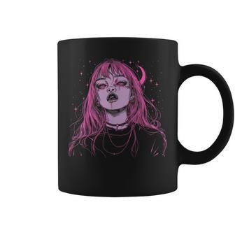 Goth Grunge Demon Anime Girl Waifu Horror Alt Pink Aesthetic Coffee Mug - Monsterry