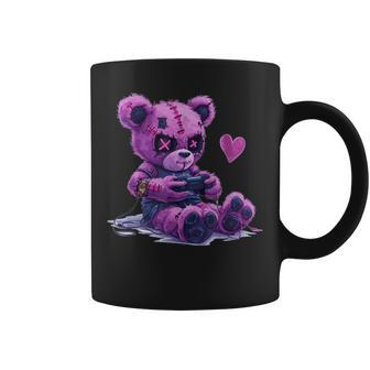 Goth Pastel Cute Creepy Kawaii Gamer Teddy Bear Gaming Coffee Mug - Seseable