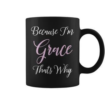 Grace Name Personalized Cute Pink Black Girl Coffee Mug - Monsterry