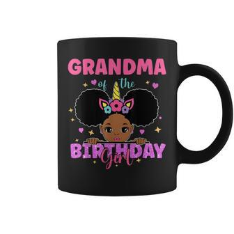 Grandma Of The Birthday Girl Melanin Afro Unicorn Princess Coffee Mug - Thegiftio UK