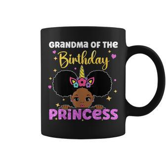 Grandma Of The Birthday Princess Melanin Afro Unicorn Cute Coffee Mug - Thegiftio UK