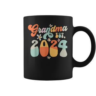 Grandma Est 2024 Retro Groovy Promoted To Grandma Coffee Mug - Thegiftio UK