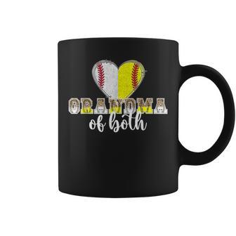 Grandma Of Both Heart Softball Baseball Grandma Coffee Mug - Monsterry