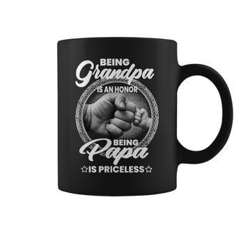 Being Grandpa Is An Honor Papa Is Priceless Fathers Day Men Coffee Mug - Seseable