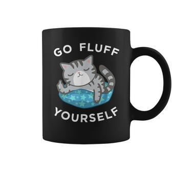 Gray Cat Flipping The Finger Fuck Yourself Pun Coffee Mug - Monsterry