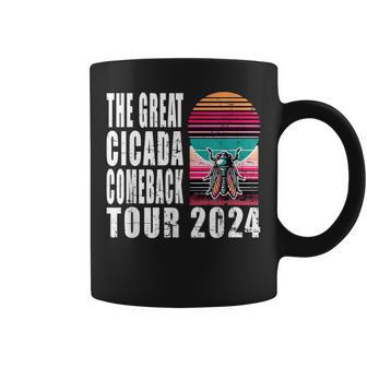 Great Cicada Comeback Tour 2024 Insect Invasion Retro Coffee Mug - Seseable