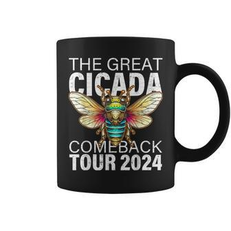 Great Cicada Comeback Tour 2024 Insect Invasion Retro Coffee Mug - Monsterry UK