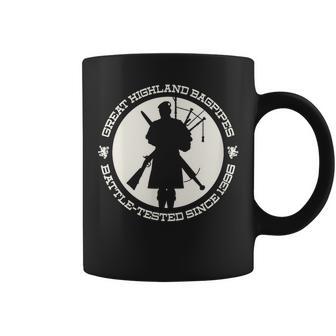 Great Highland Bagpipes Battle-Tested Since 1396 Coffee Mug - Monsterry