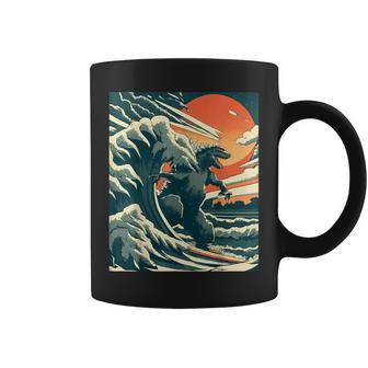 Great Monster Surfing Wave Off Kanagawa Japanese Kaiju Coffee Mug - Seseable