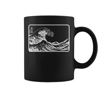 Great Wave Off Kanagawa Outline Coffee Mug - Monsterry