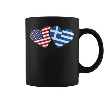 Greece Usa Flag T Heart Greek American Love Coffee Mug - Monsterry DE