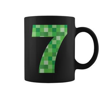 Green Pixel Number 7 7Th Birthday Gamer Number 7 Coffee Mug - Seseable