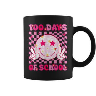 Groovy 100 Days Of School Pink Smile Face Ns Girls Womens Coffee Mug - Seseable