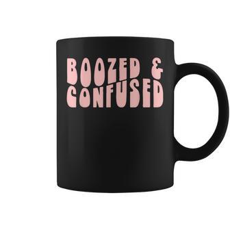 Groovy Bachelorette Bridal Bride Party Boozed And Confused Coffee Mug - Monsterry