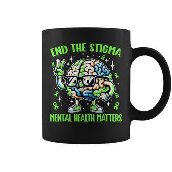 Groovy End The Stigma Mental Health Matters Green Ribbon Coffee Mug - Monsterry