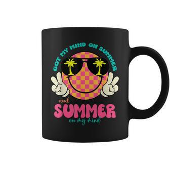 Groovy Happy Face Summer Vibes Got My Mind On Summer Teacher Coffee Mug | Mazezy UK