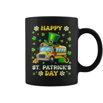 Groovy Happy St Patrick's Day School Bus Shamrocks Driver Coffee Mug - Monsterry DE