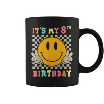 Groovy Hippie Smile Face It's My 8Th Birthday Happy 8 Year Coffee Mug - Thegiftio UK