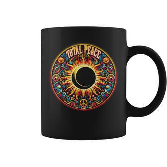 Groovy Hippy Total Solar Eclipse 2024 Total Peace Coffee Mug | Mazezy
