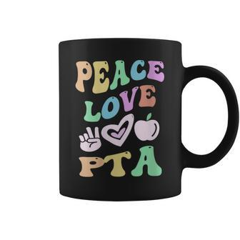 Groovy Peace Love Pta Retro Parent Teacher Association Mom Coffee Mug - Monsterry