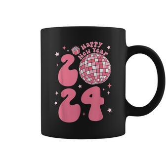 Groovy Pink Happy New Year 2024 Disco Nye New Years Eve Coffee Mug | Mazezy