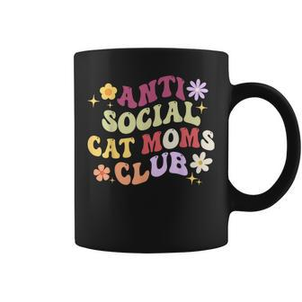 Groovy Retro Anti Social Cat Moms Club Mother's Day Coffee Mug - Monsterry DE