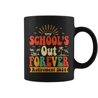 Groovy School's Out Forever Retired Teacher Retirement 2024 Coffee Mug - Thegiftio UK