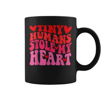 Groovy Tiny Humans Stole My Heart Valentine's Day Nicu Nurse Coffee Mug | Seseable CA