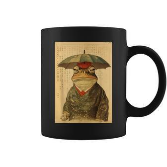 Grumpy Frog Unimpressed Toad Vintage Japanese Aesthetic Coffee Mug - Monsterry AU