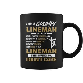 I Am A Grumpy Lineman I Don't Care Coffee Mug | Mazezy
