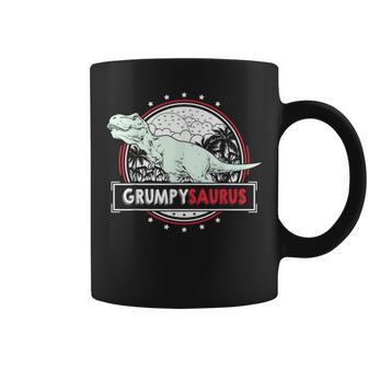 Grumpysaurus T-Rex For Grumpy Fathers Day Coffee Mug - Monsterry