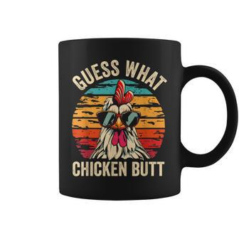 Guess What Chicken Butt Retro Vintage Chicken Meme Coffee Mug - Monsterry