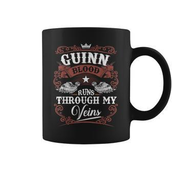 Guinn Blood Runs Through My Veins Vintage Family Name Coffee Mug | Mazezy