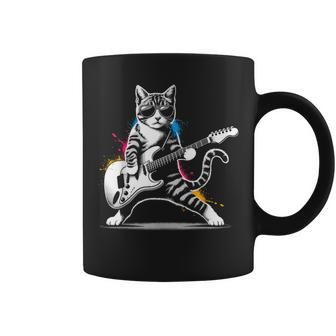 Guitar Cat Novelty Rock Music Band Concert Cat Coffee Mug - Seseable