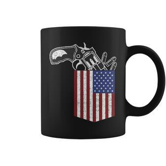 Gun In American Flag Pocket Patriotic 4Th Of July Coffee Mug - Monsterry DE