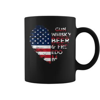 Gun Whisky Beerss & Freedom American Flag T Coffee Mug - Monsterry AU