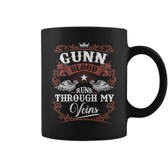 Gunn Blood Runs Through My Veins Vintage Family Name Coffee Mug - Seseable