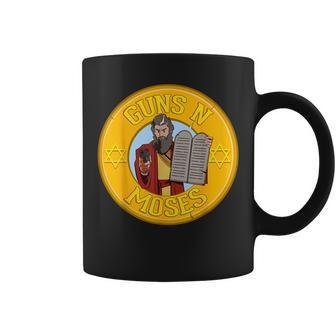 Guns N Moses Jewish Passover Pun Israeli Defense Force Army Coffee Mug - Monsterry