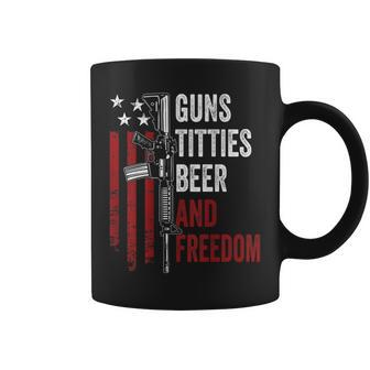 Guns Titties Beer & Freedom Guns Drinking On Back Coffee Mug - Monsterry UK