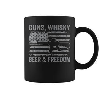 Guns Whisky Beer And Freedom Usa Drinker On Back Coffee Mug - Monsterry