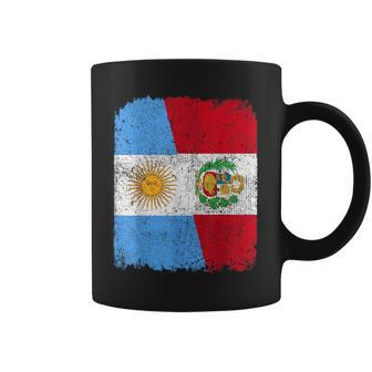 Half Argentinian Half Peruvian Flag Heritage Pride Roots Coffee Mug | Mazezy
