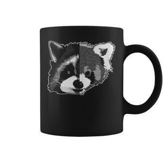 Half Face Of Raaccoon Half Face Of Red Panda Raccoon Coffee Mug - Monsterry UK