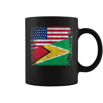 Half Guyanese Flag Vintage Guyana Usa Coffee Mug - Seseable
