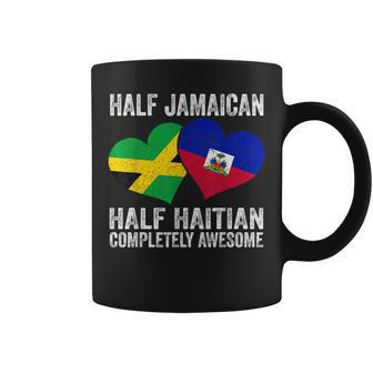 Half Jamaican Half Haitian Completely Awesome Heart Flag Coffee Mug - Monsterry UK