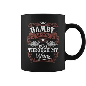Hamby Blood Runs Through My Veins Vintage Family Name Coffee Mug - Seseable